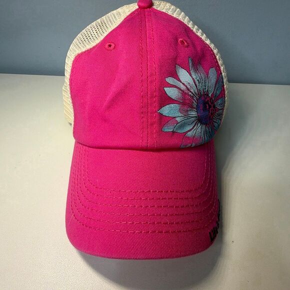Life is Good Baseball Cap Hat Pink Flower Adjustable back - Picture 2 of 5